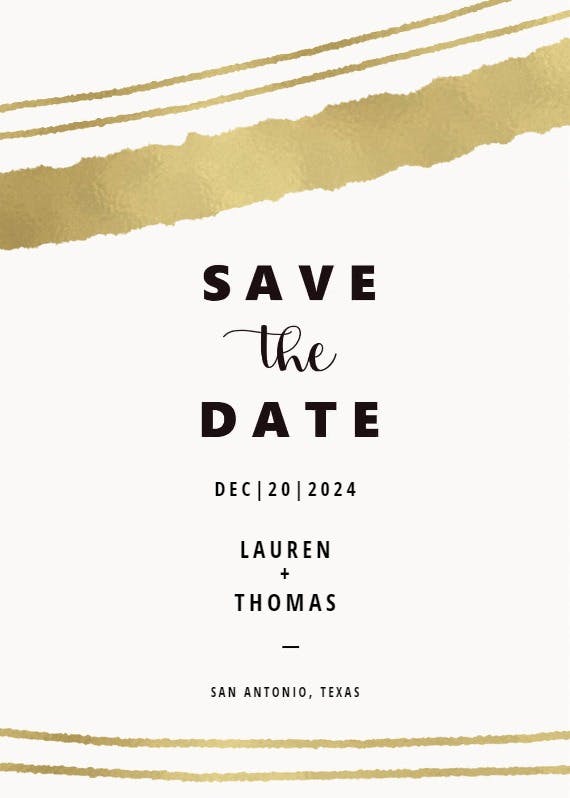 Sprayed lines - save the date card
