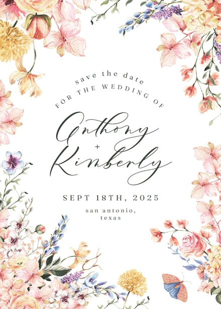 Spring warming flowers - save the date card