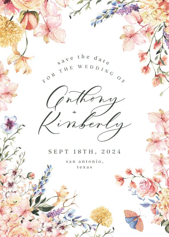 Spring warming flowers - save the date card