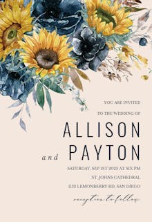 Sunflower and Blue - Wedding Invitation