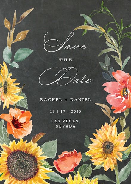 Sunflower border - save the date card