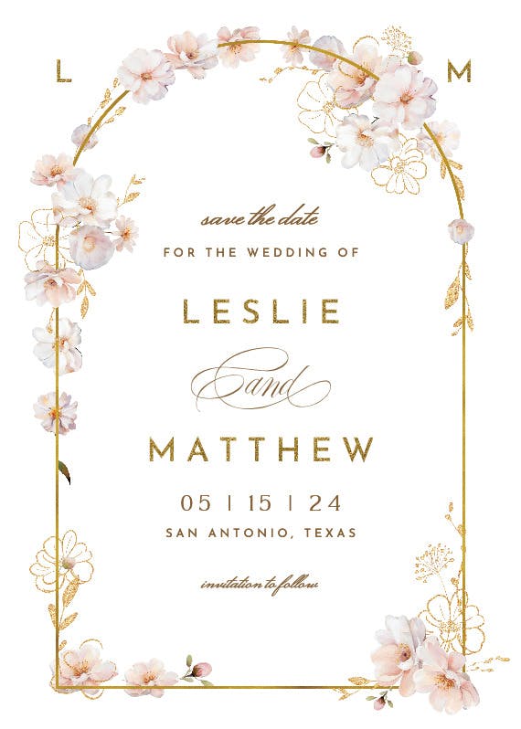 Surrounded by blooms - save the date card