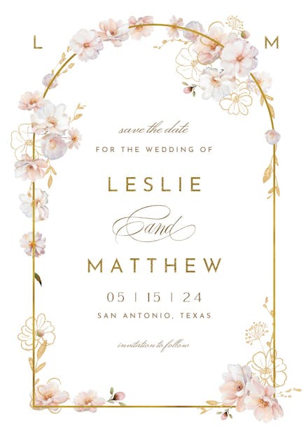 Surrounded by blooms - save the date card