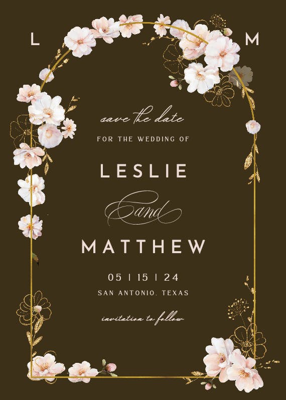 Surrounded by blooms - save the date card