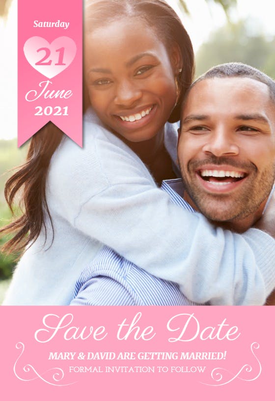 Sweet pink - save the date card