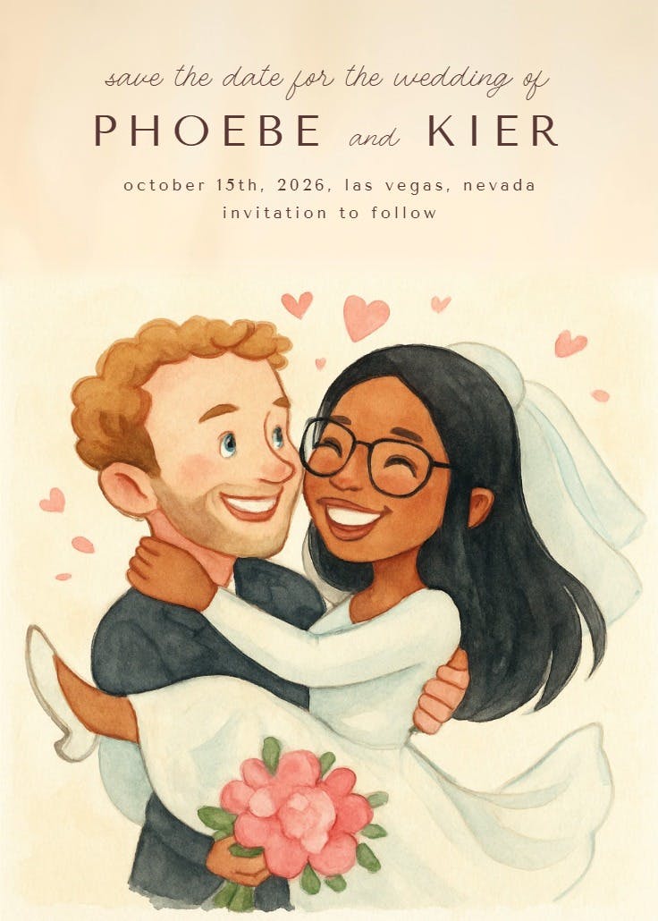 Swept off our feet - save the date card