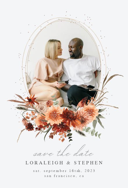 Terracotta flowers - save the date card