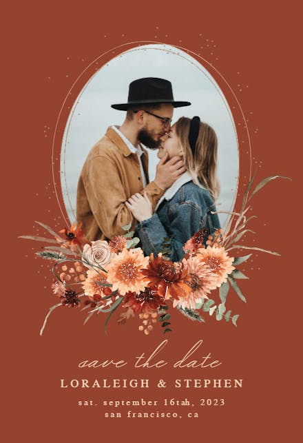 Terracotta flowers - save the date card