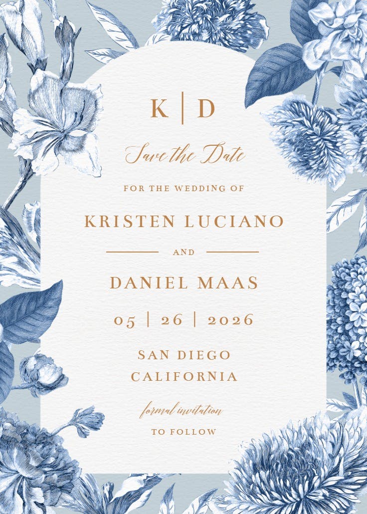 Timeless floral elegance - save the date card