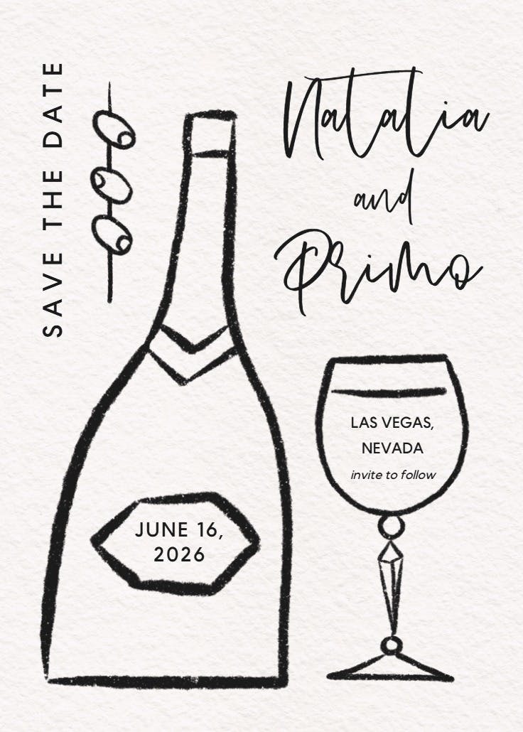 Toast to love - save the date card