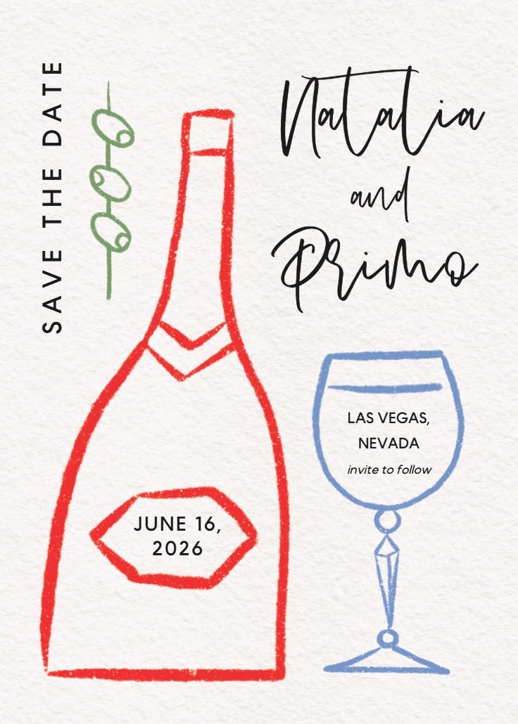 Toast to love - tarjeta para reserva la fecha