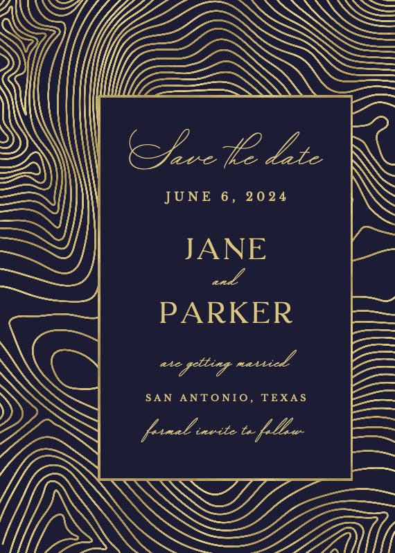 Topographic motif - save the date card