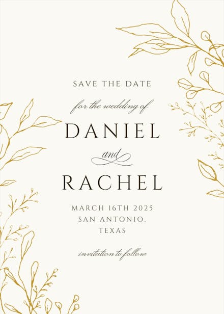 Traces of leaves - save the date card