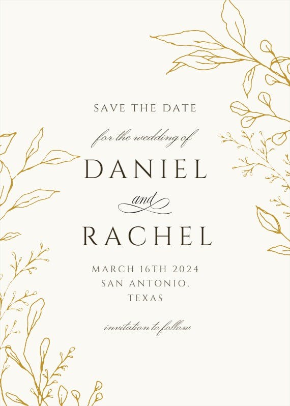 Traces of leaves - save the date card