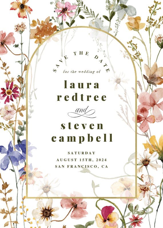 Transparent meadow arch - save the date card