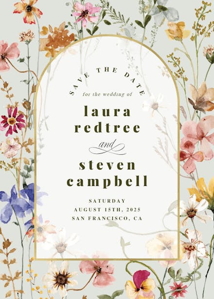 Transparent meadow arch - save the date card