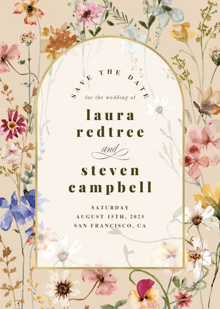 Transparent meadow arch - save the date card