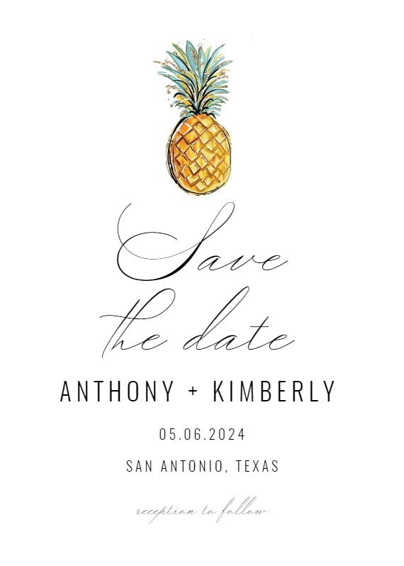 Tropical pineapple - save the date card