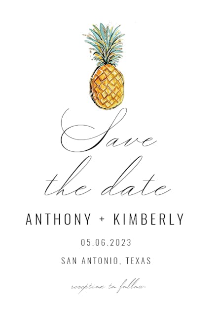 Tropical Pineapple - Save the Date Card