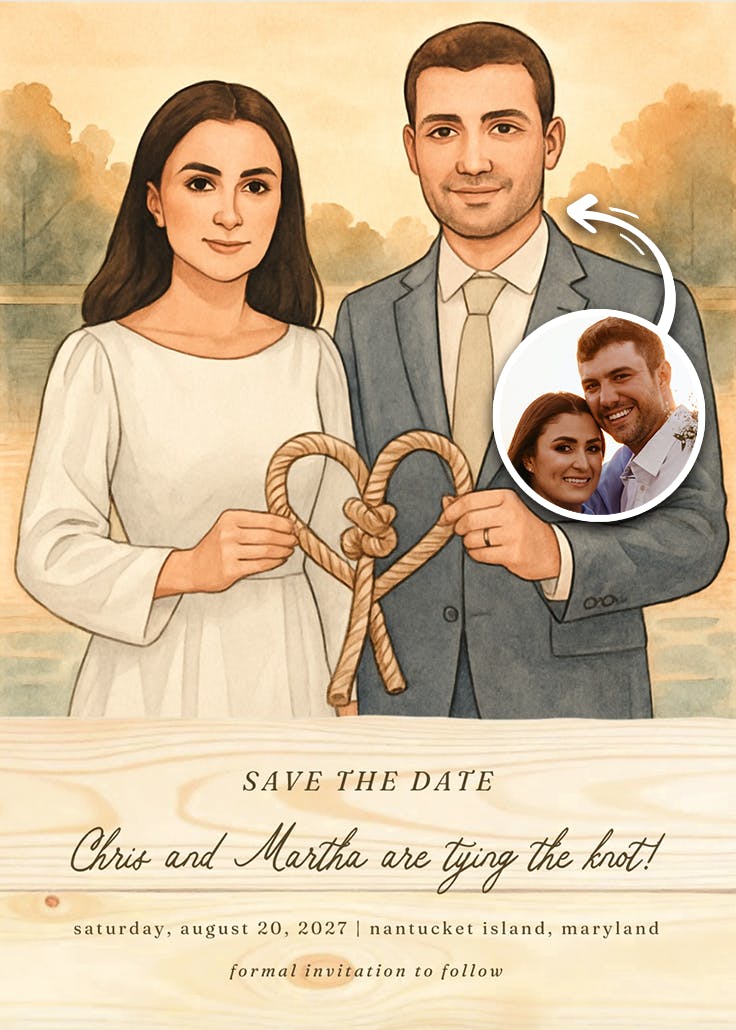 Tying the knot - save the date card