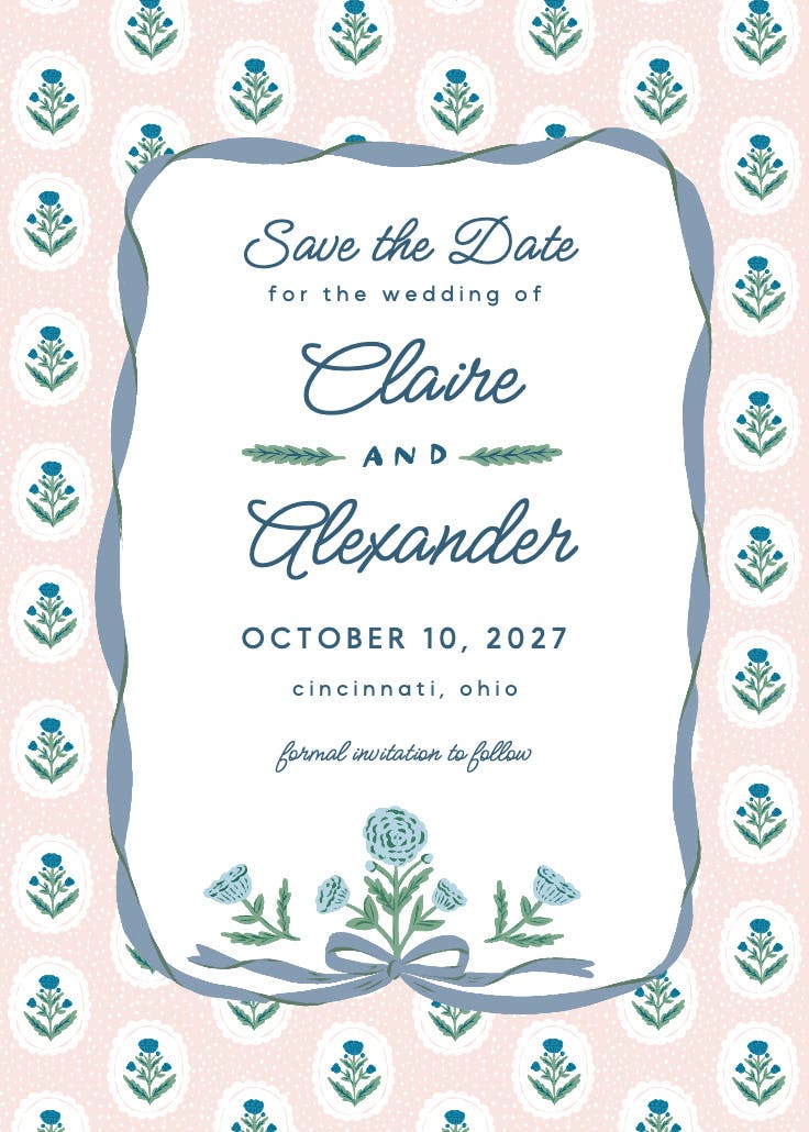 Vintage flower - tarjeta para reserva la fecha