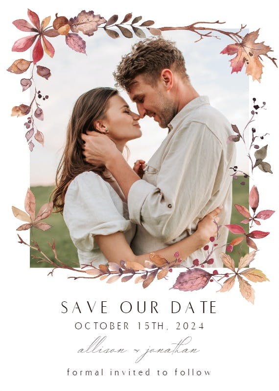 Watercolor fall - save the date card