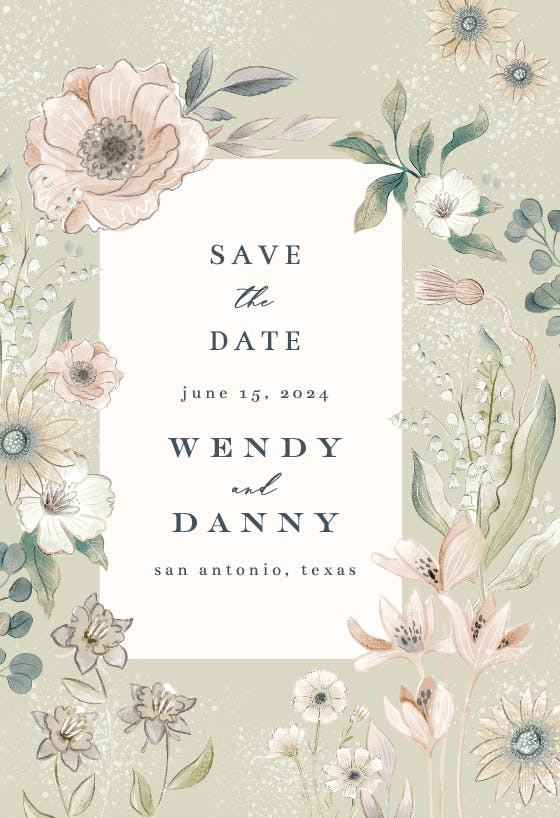 Whimsical blush - save the date card