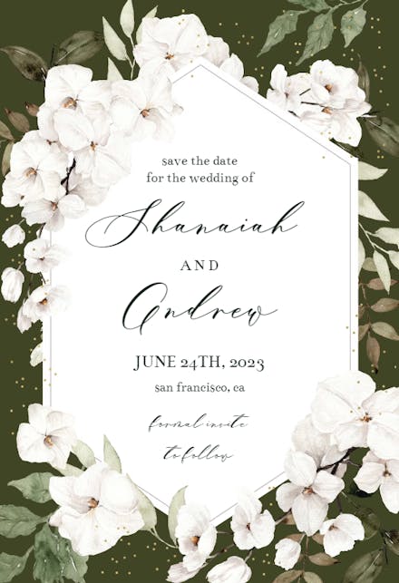 White orchid frame - Save the Date Card
