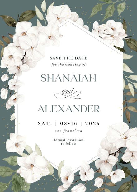 White orchid frame - save the date card