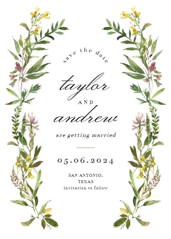 Wild flower - save the date card