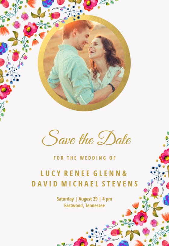 Wind of flowers - save the date card