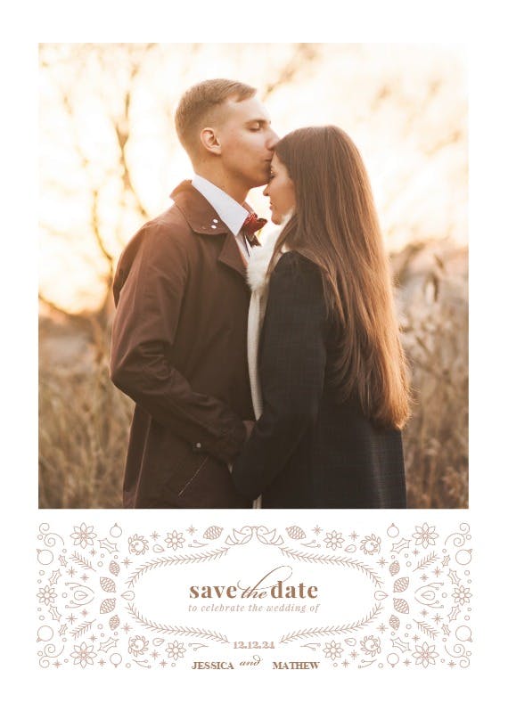 Winter lace - save the date card