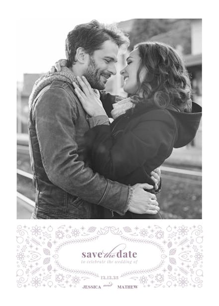 Winter lace - save the date card