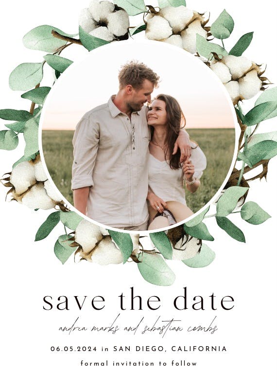 Winter watercolor florals - save the date card
