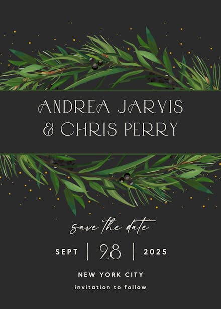 Winter wreath - save the date card