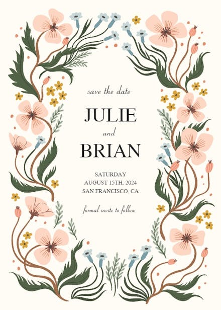 Wonderland floral by meghann rader - save the date card