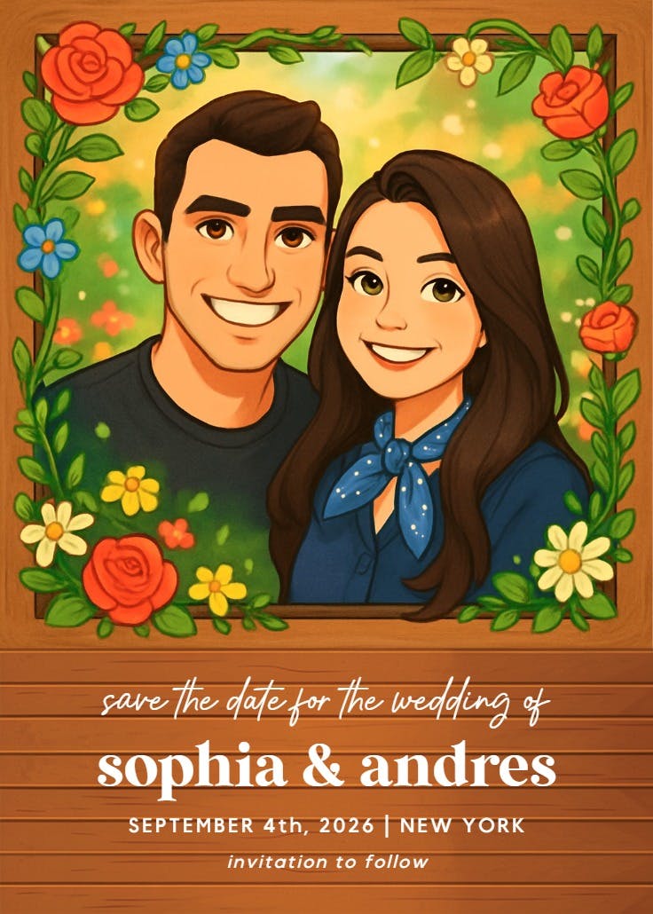 Wooden love frame - save the date card