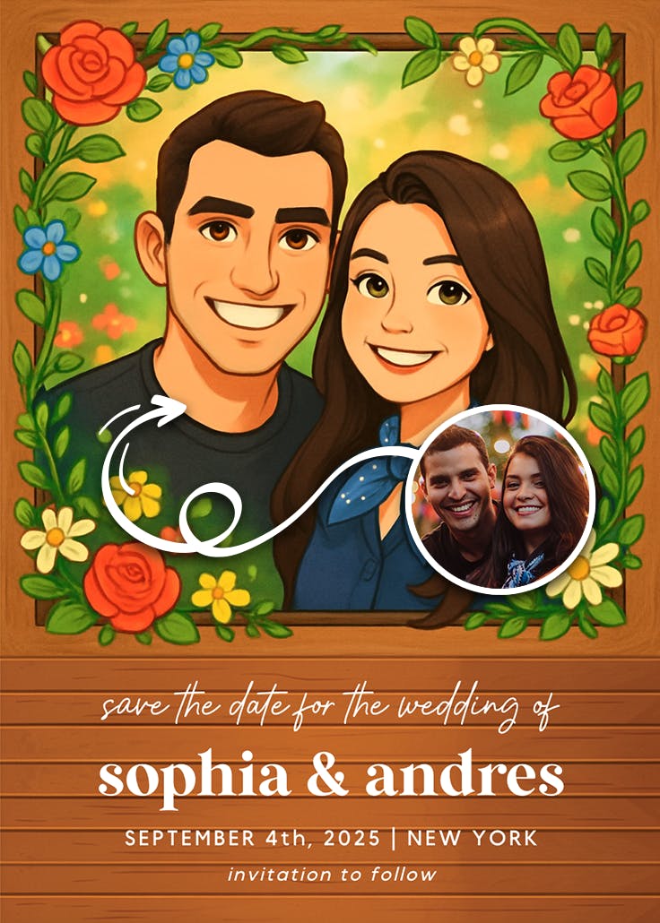 Wooden love frame - save the date card