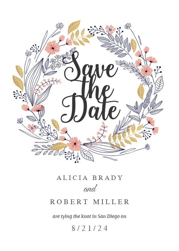 Wreath of love - save the date card
