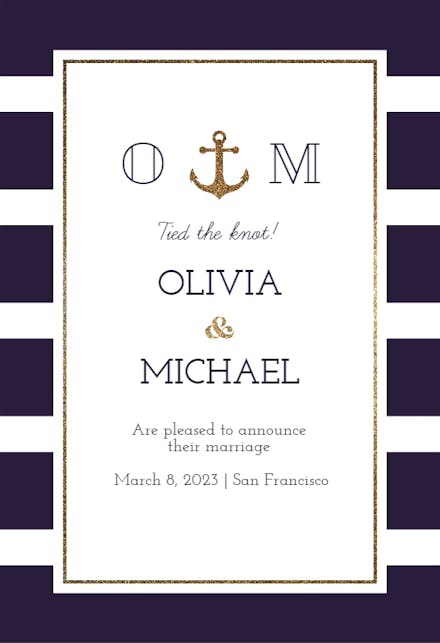 Anchor And Stripes - Wedding Announcement