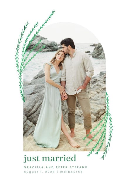 Arch with shiny branches - wedding announcement