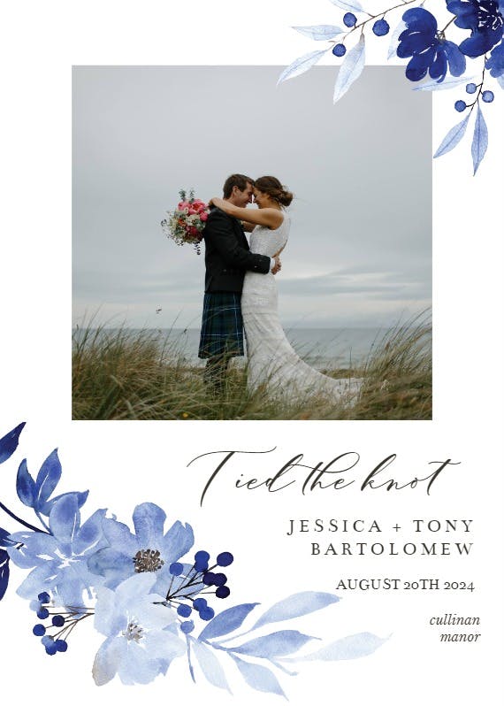 Blue bouquet -  anuncio de boda