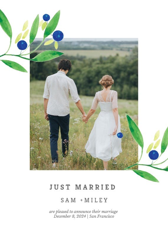 Blueberry fields - wedding announcement