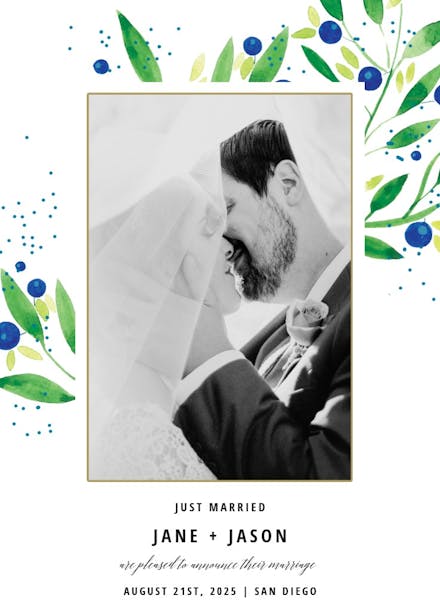 Blueberry fields - wedding announcement