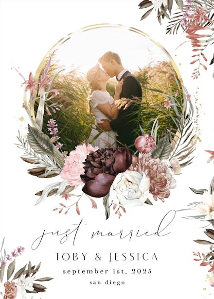 Bohemian rose - wedding announcement