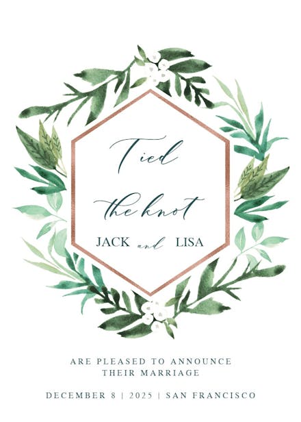 Botanical hexagon - wedding announcement