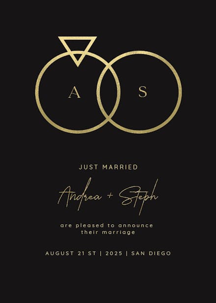 Connected rings - wedding announcement