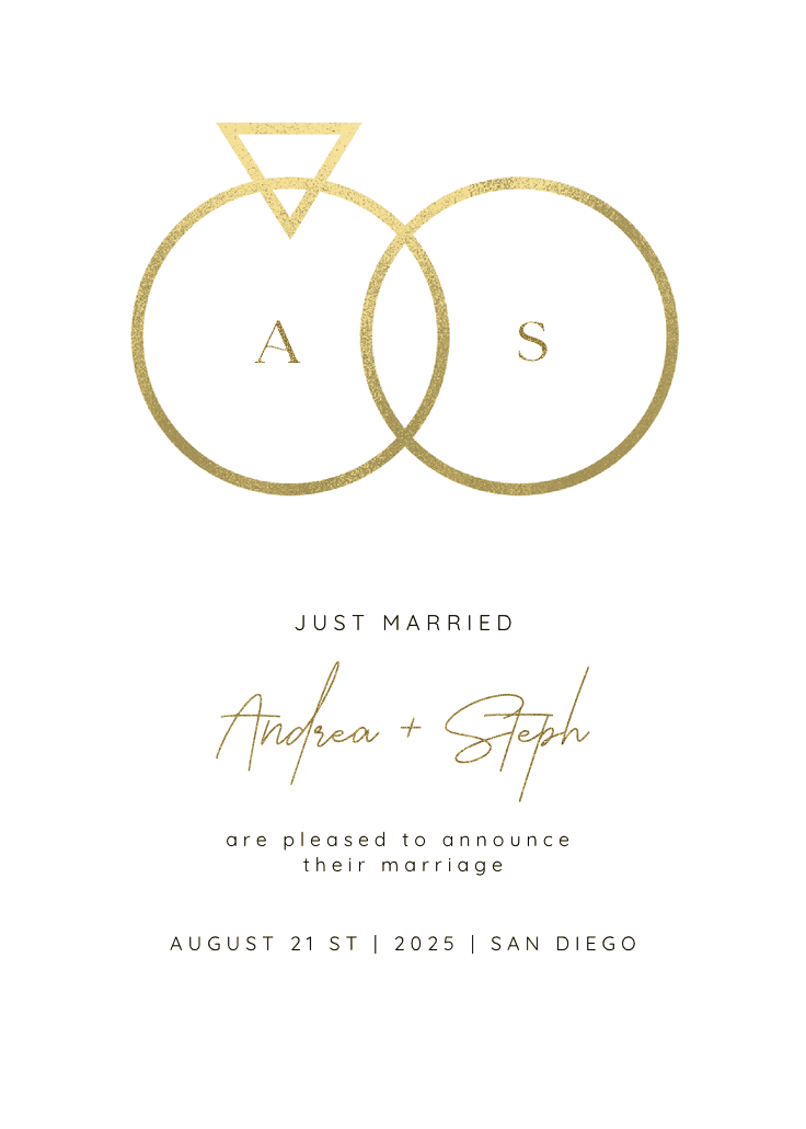 Connected rings - wedding announcement