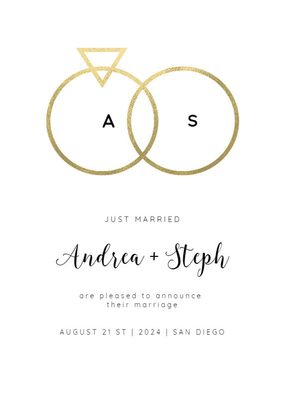 Connected rings - wedding announcement