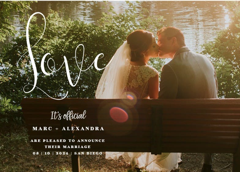 Covered with love - wedding announcement